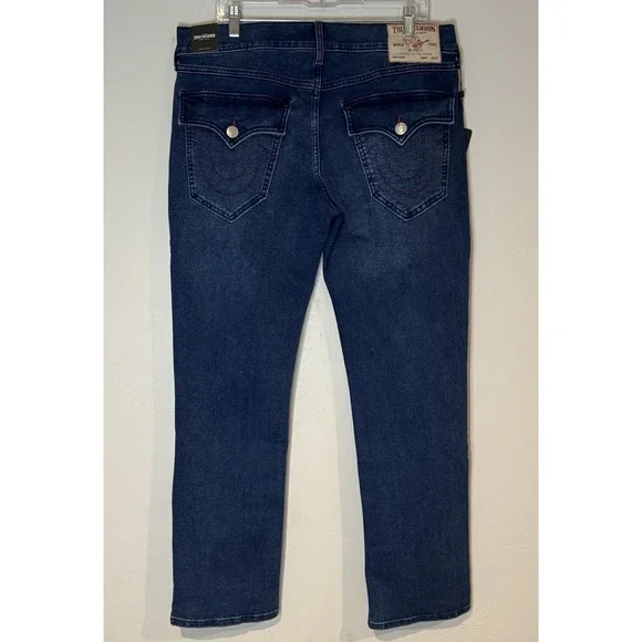 True Religion Ricky SN Flap Straight Dark Shivering Wash Men's Size 34x32